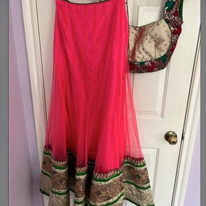 Hot pink and green lehenga